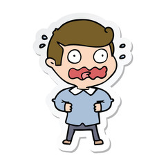 sticker of a cartoon man totally stressed out