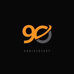 90 Year Anniversary Vector Template Design Illustration