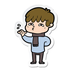 sticker of a cartoon curious man