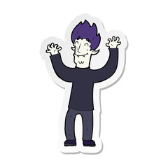 sticker of a cartoon happy vampire man