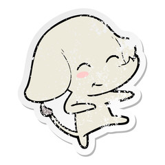 distressed sticker of a cute cartoon elephant