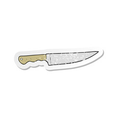 retro distressed sticker of a cartoon kitchen knife
