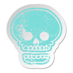 distressed old sticker of a skull head