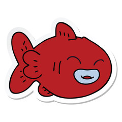 sticker of a quirky hand drawn cartoon fish