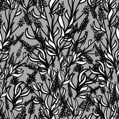 Fototapeta premium lavenders drawn black and white on a light gray background 