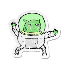 retro distressed sticker of a cartoon alien