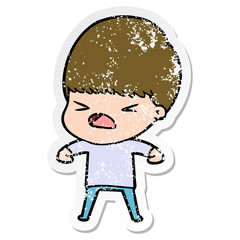 distressed sticker of a cartoon stressed man