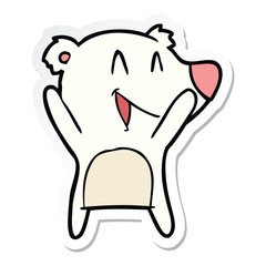 sticker of a laughing polar bear cartoon