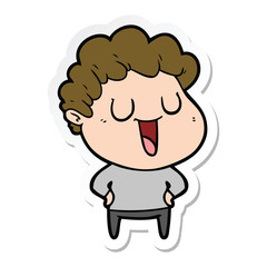 sticker of a laughing cartoon man
