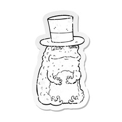 distressed sticker of a cartoon rich toad