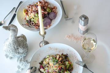 delicious, rice, dinner, food, fried, fry, cuisine, noodles, asia, restaurant, asian, meal, oyster, sesame, squid, fresh, stir, exotically, meat, tentacle, dish, healthy, calamari, cook, shiitake, sau