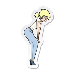sticker of a cartoon woman posing