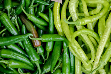 green peppers on the market