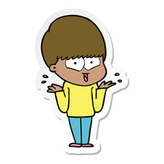 sticker of a cartoon happy boy