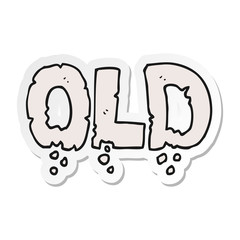 sticker of a cartoon word old