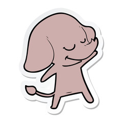 sticker of a cartoon smiling elephant