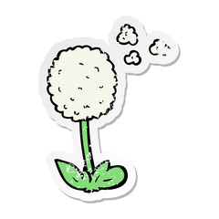 distressed sticker of a cartoon flower