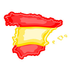 Obraz premium Watercolor map of Spain with flag. Vector illustration design