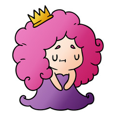 gradient cartoon of a cute kawaii princess girl