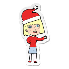 sticker of a cartoon woman ready for christmas