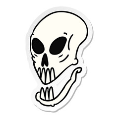 sticker cartoon doodle of a skull head