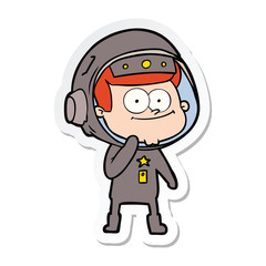 sticker of a happy astronaut cartoon
