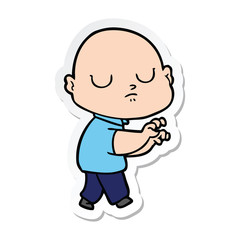 sticker of a cartoon bald man