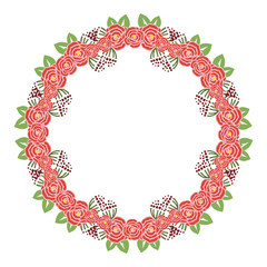 Vector illustration pink flower frame decor with greeting card hand drawn