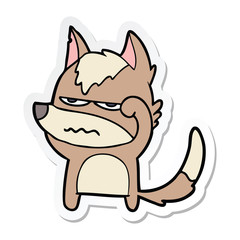 sticker of a cartoon annoyed wolf