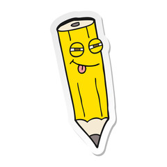 sticker of a sly cartoon pencil