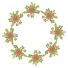 Vector illustration leaf floral frame with white background hand drawn