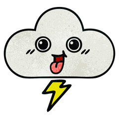 retro grunge texture cartoon storm cloud