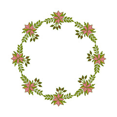 Vector illustration leaf floral frame with white background hand drawn