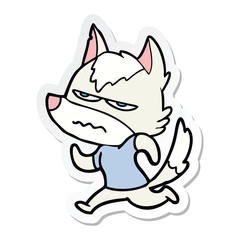 sticker of a cartoon annoyed wolf
