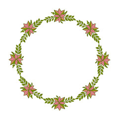 Vector illustration leaf floral frame with white background hand drawn
