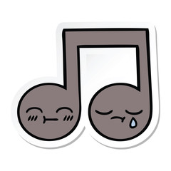 sticker of a cute cartoon musical note