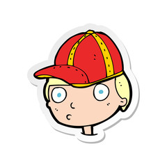 sticker of a cartoon curious boy wearing cap