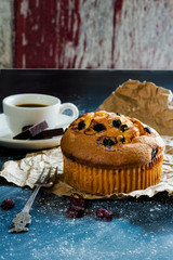 cupcake and coffee on table