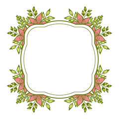 Vector illustration leaf floral frames blooms for greeting card hand drawn