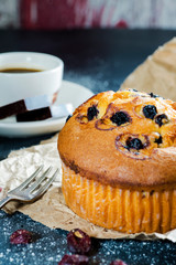 cupcake and coffee on table