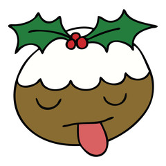 quirky hand drawn cartoon christmas pudding