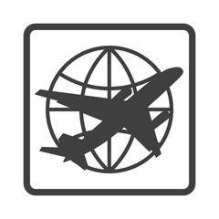 Air cargo delivery flat icon in square frame