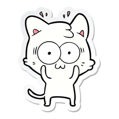 sticker of a cartoon surprised cat