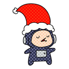 christmas cartoon of kawaii astronaut