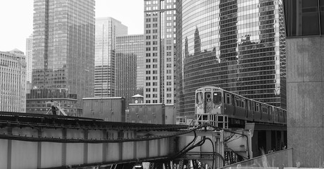 big city commuter train going to work