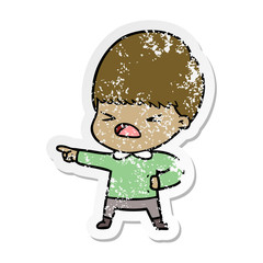 distressed sticker of a cartoon stressed man