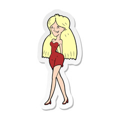 sticker of a cartoon woman in dress