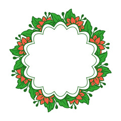 Vector illustration white background with orange flower frame blooms hand drawn