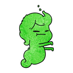 textured cartoon of kawaii scary ghost
