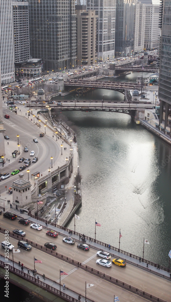 Wall mural river running through the big city